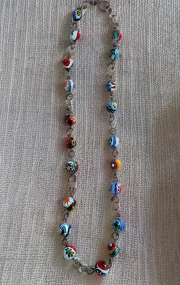 Vintage Millefiori Bead Necklace, Beaded Necklace, Mid Century Jewelry, Collectible Jewelry - Image 2