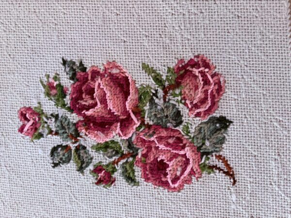 Vintage Rose Needlepoint Pillow Cover, Home Decor, Needlework, Handcrafts. - Image 3