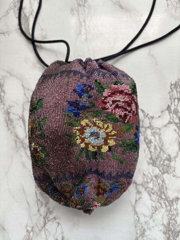 Antique Early 1900's Floral Beaded Reticule, Formalwear, Evening Handbag, Wedding accessories, Collectibles - Image 3