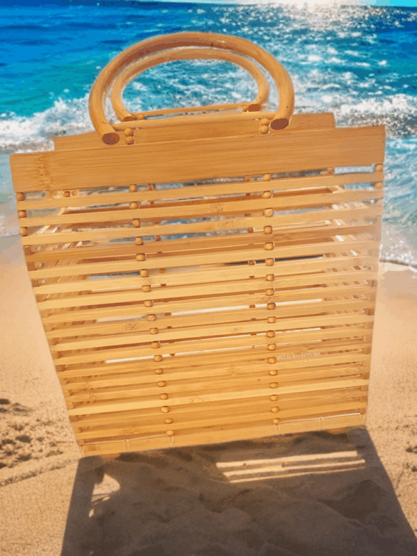 Vintage Womens Summer Vacation Bamboo Handbag, Summer and Beach Handbag