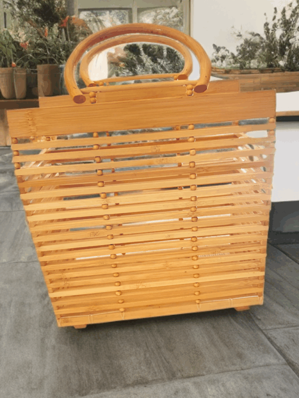 Vintage Womens Summer Vacation Bamboo Handbag, Summer and Beach Handbag - Image 2