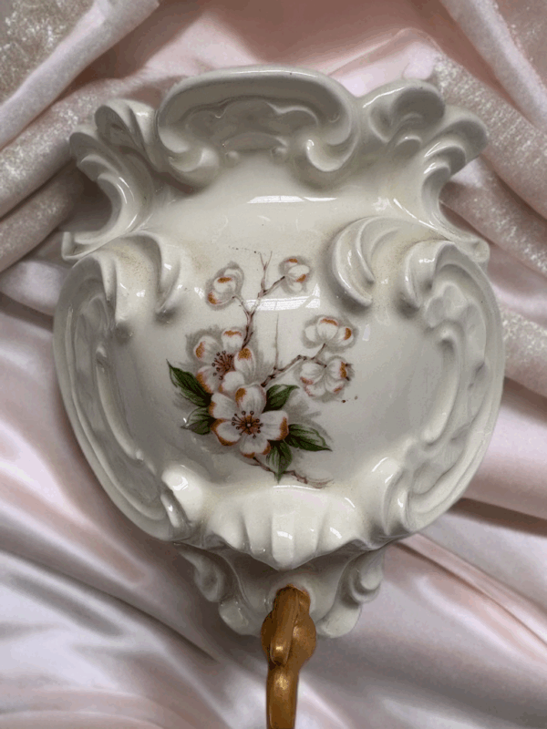 Vintage Porcelain Wall Pocket, Vintage Porcelain Home Decor, Wall Decor - Image 2