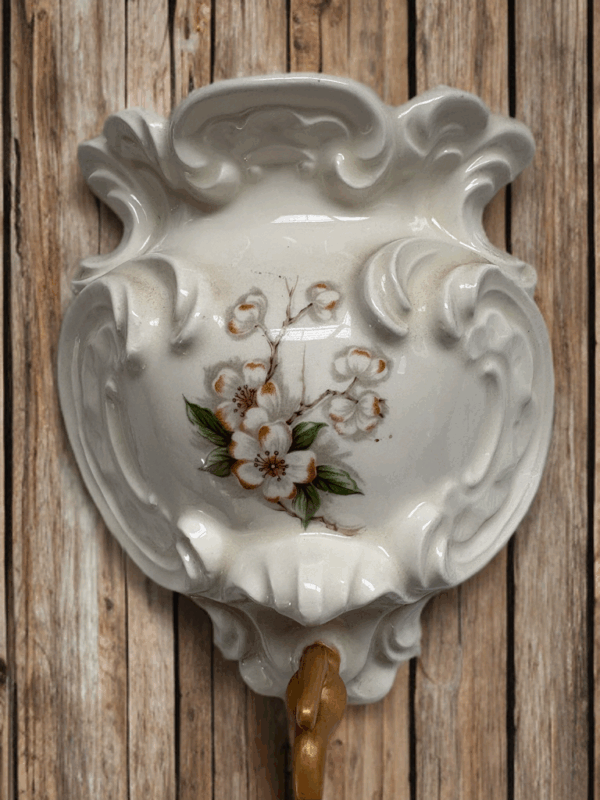 Vintage Porcelain Wall Pocket, Vintage Porcelain Home Decor, Wall Decor