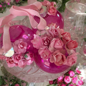 Six Reverse Painted Unbreakable Shabby Chic Rose Ornaments, Holiday Ornaments, Tree Ornaments, Christmas Ornaments.