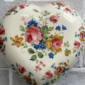 Very Special Vintage 1948 Porcelain Heart Covered Dish, Catchall/Jewelry Bowl, Personal Keepsakes