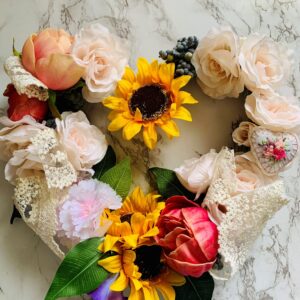 Heart-shaped Flower Wreath; Patio Decor; Home Decor; Springtime Wreath