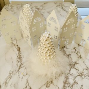 Pearl Tree Forest, Three 6-inch Christmas Trees, Holiday Decor, Shabby Chic Decor, Formal Christmas Decor