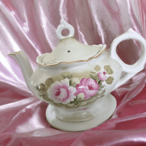 Vintage Porcelain Lefton Heritage Green Musical Teapot, Collectible Teapot