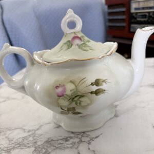 Vintage Porcelain Lefton Heritage Green Musical Teapot, Collectible Teapot